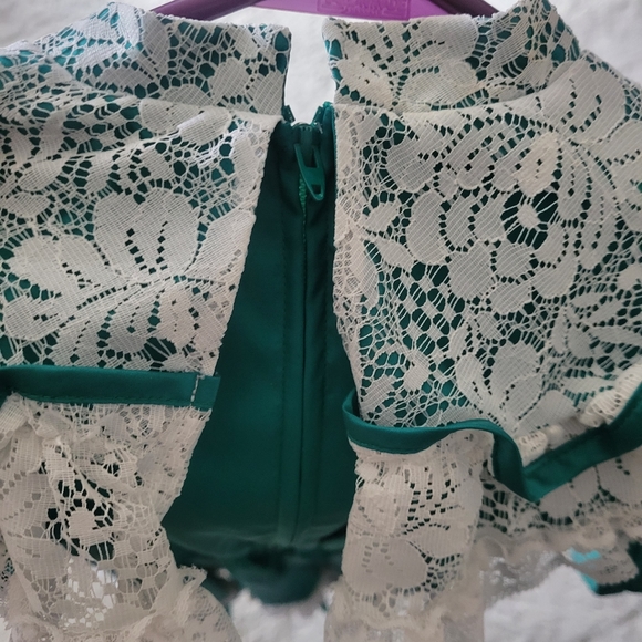 Vtg Ruffled Circle Style Dress Emerald Green Tween Time Girls Dress Sz 10 1990s - Picture 6 of 7